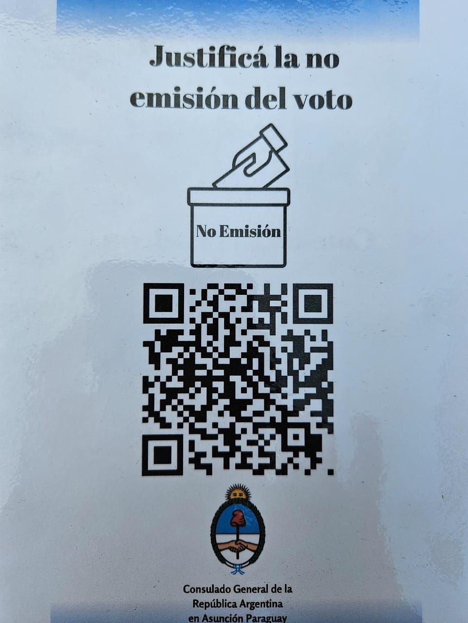 Código QR para justificar la no emisión del voto en las elecciones presidenciales de Argentina en Paraguay.