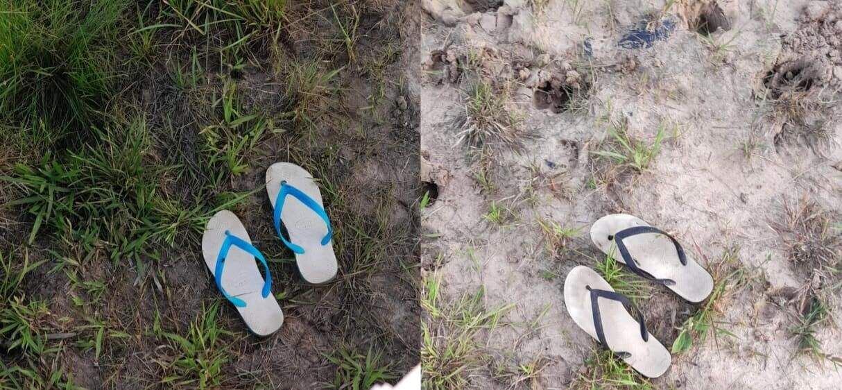 A orillas del tajamar se encontró también dos zapatillas que serían de los ahogados.
