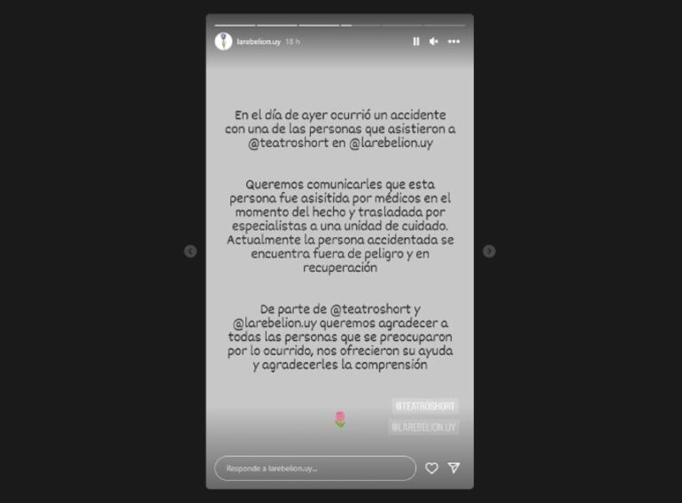 Comunicado del restaurante "La Rebelión" de Punta del Este sobre el accidente que involucró a una joven paraguaya.