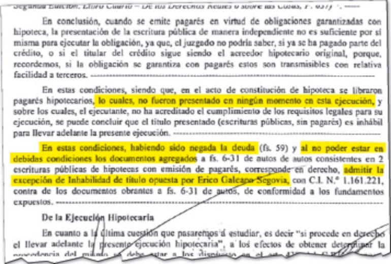 Parte del argumento del juez en lo Civil y Comercial de J. Augusto Saldívar, Ignacio Pane.