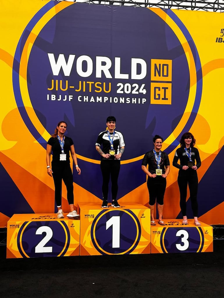 Primer lugar para Pamela Bóveda en el World Nogi 2024 Championship. (gentileza).