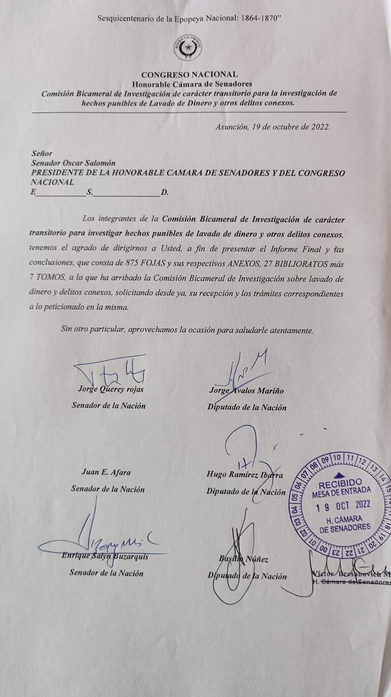 El documento con el que Jorge Querey desmiente a Basilio "Bachi" Núñez.