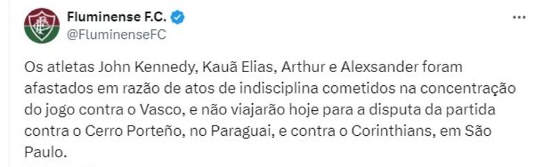 El comunicado de Fluminense.