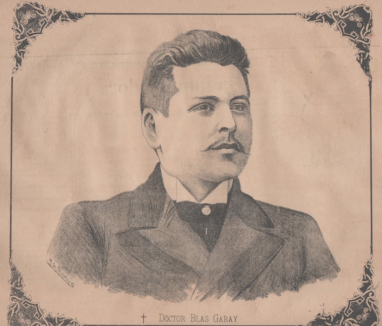 Retrato de Blas Garay (litografía), El Porvenir, Año II, Nº 110, 22 de diciembre de 1901 (Fuente: Imagoteca Paraguaya)