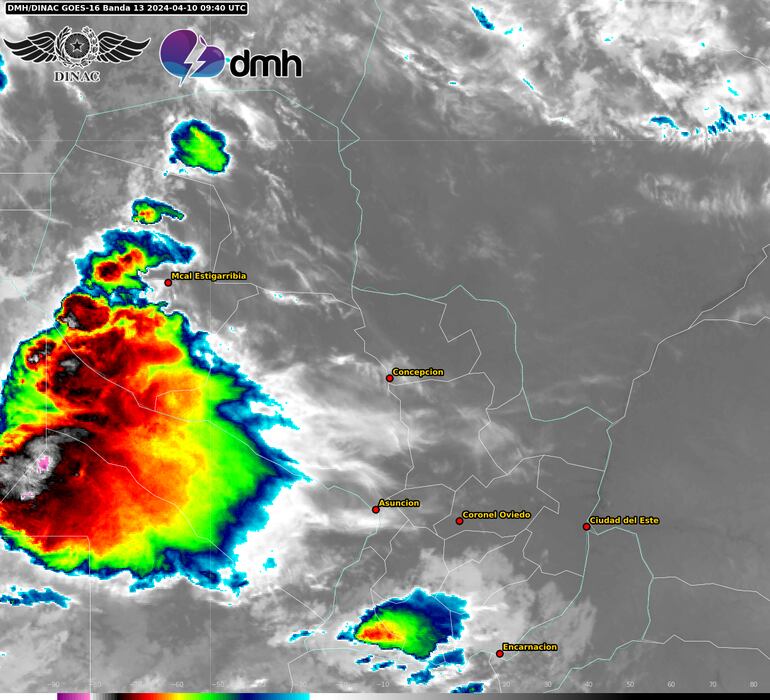 Imagen satelital emitida por la Dirección de Meteorología.