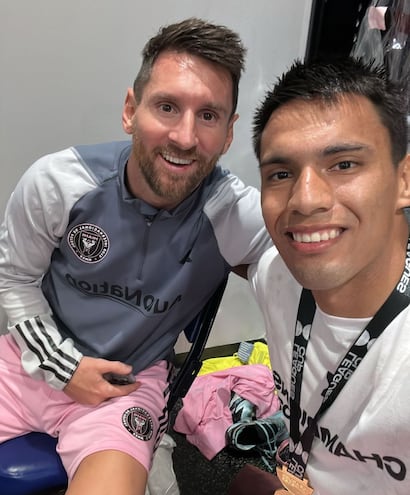 Diego Gómez y una foto con Lionel Messi tras conquistar la Leagues Cup con el Inter Miami.