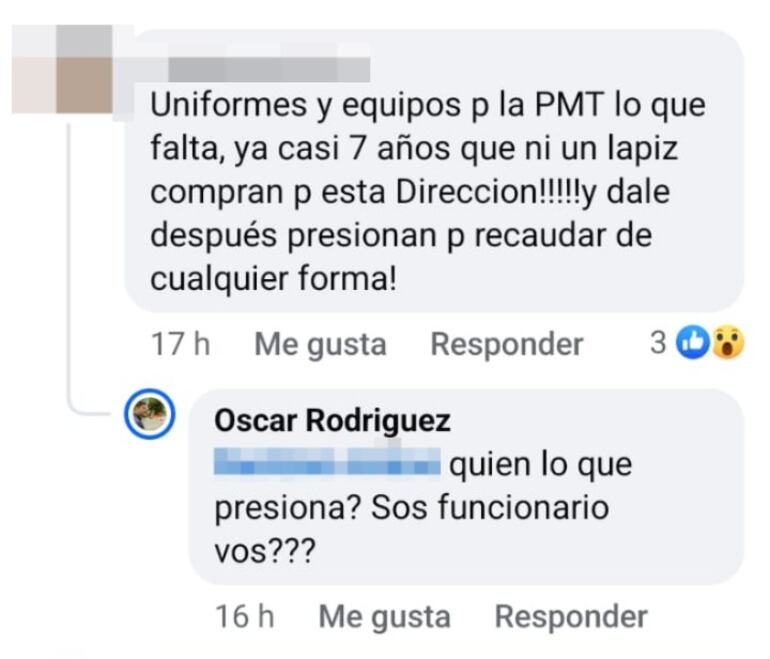 Así amedrenta Óscar "Nenecho" Rodríguez a funcionarios que reclaman la situación de los uniformes de la PMT.