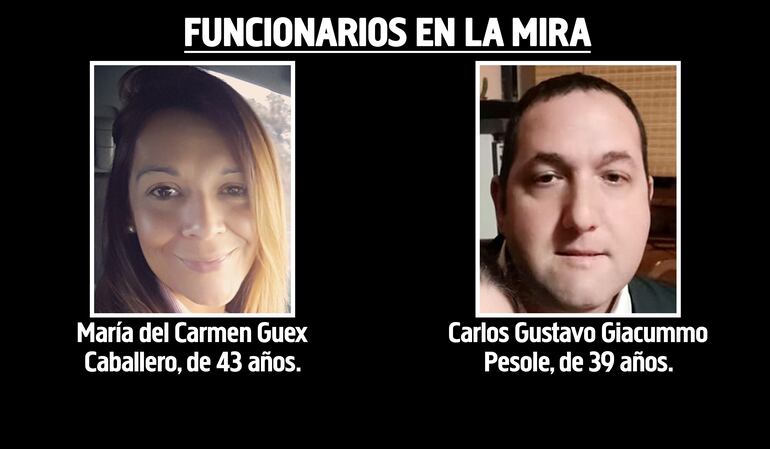 María del Carmen Guex Caballero y Carlos Gustavo Giacummo Pesole, funcionarios de Migraciones sospechados.