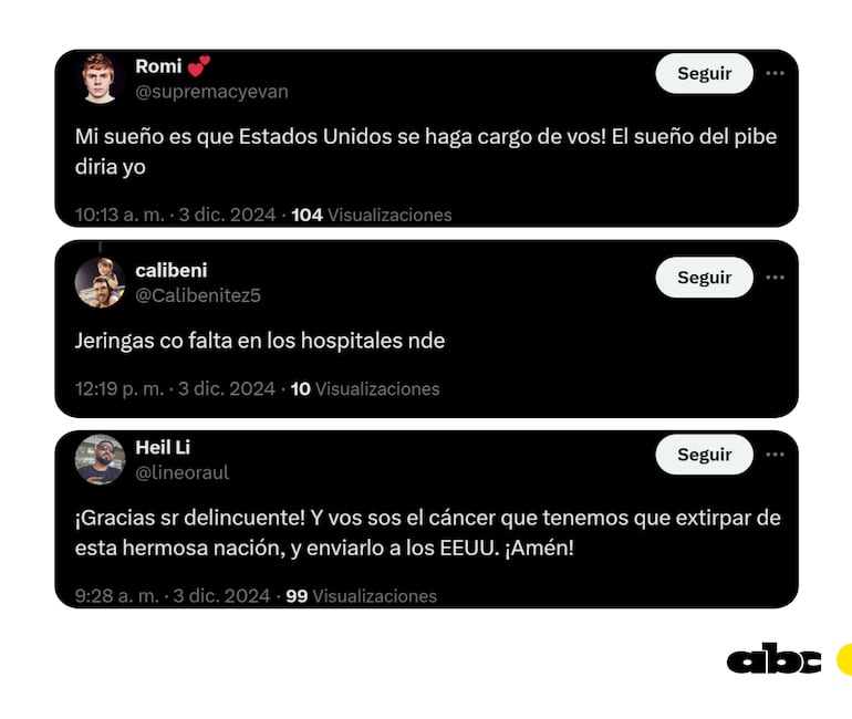 Los internautas no esperaron mucho para extender críticas y rechazo hacia lo expresado por HC.