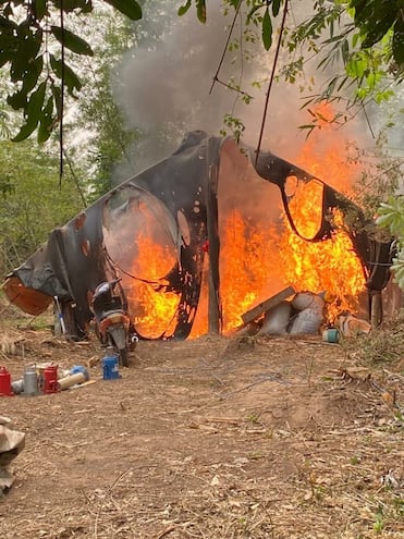 Tras la verificación, se ordenó la quema del campamento marihuanero.