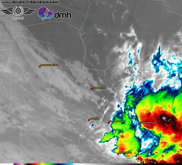 Zona de cobrtura del sistema de tormentas esta mañana.