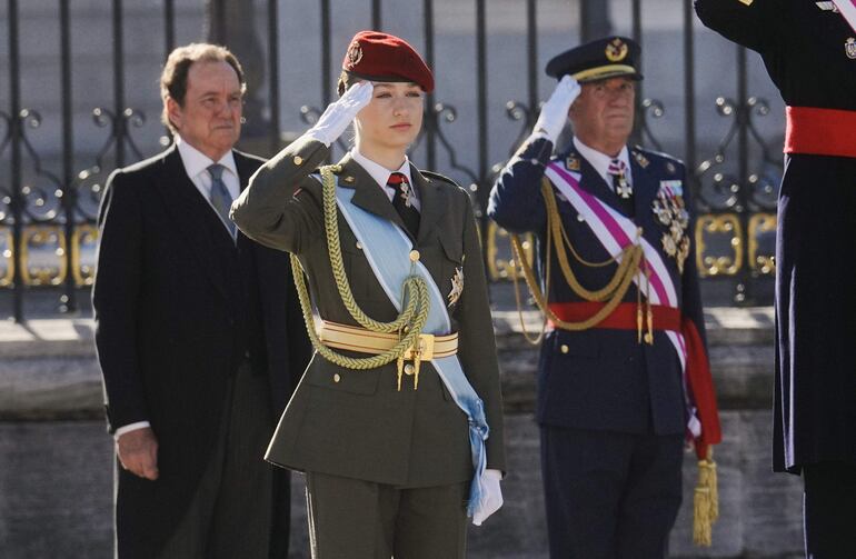 La princesa Leonor durante la recepción con motivo de la Pascua Militar, el pasado sábado en el Palacio Real en Madrid.