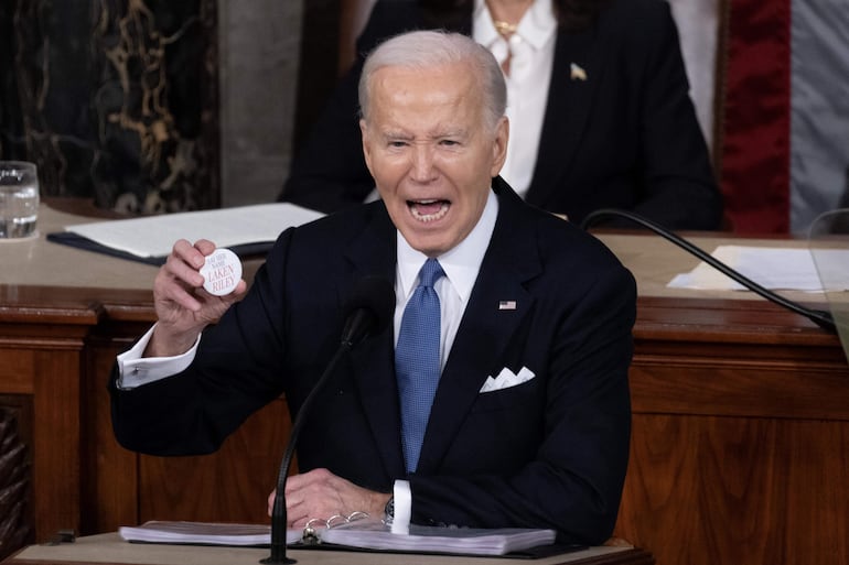 El presidente de Estados Unidos, Joe Biden, durante su discurso ante una sesión conjunta del Congreso en la Cámara de Representantes de Estados Unidos.