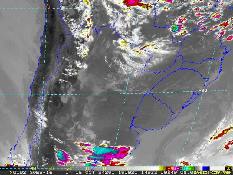 Núcleos de tormenta en la región.