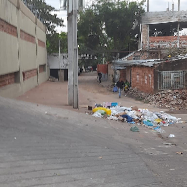 Montículos de basura a metros de la entrada del estacionamiento de Congreso y del Club Náutico.