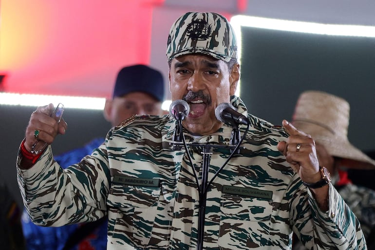 Nicolás Maduro durante un discurso a los militares. 