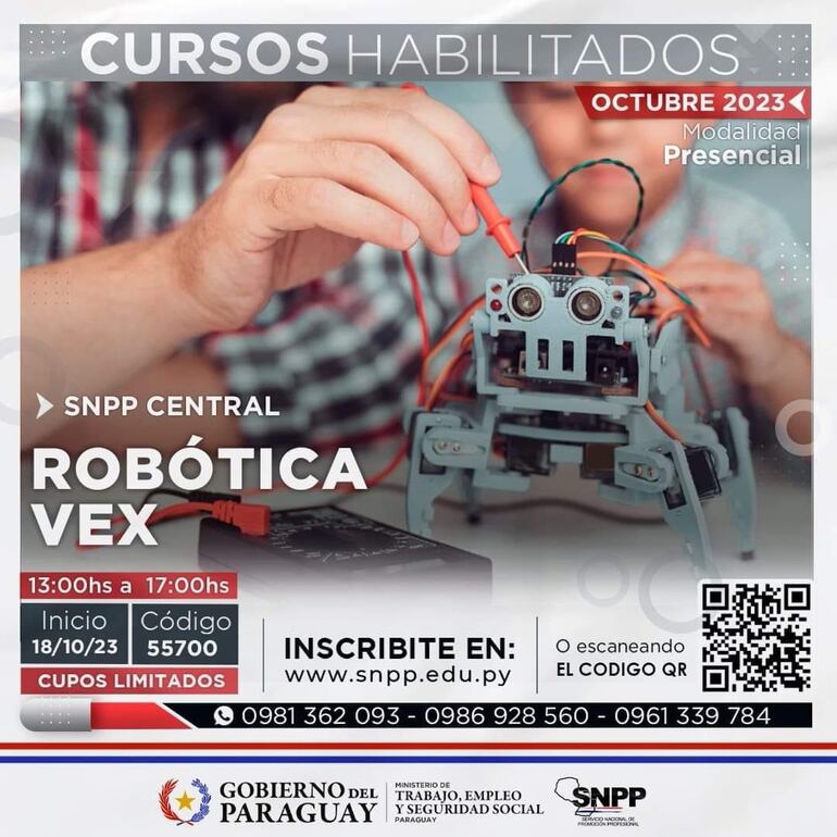 Cursos gratuitos de robótica. El Servicio Nacional de Promoción Profesional (SNPP) habilitó cursos gratuitos de robótica.