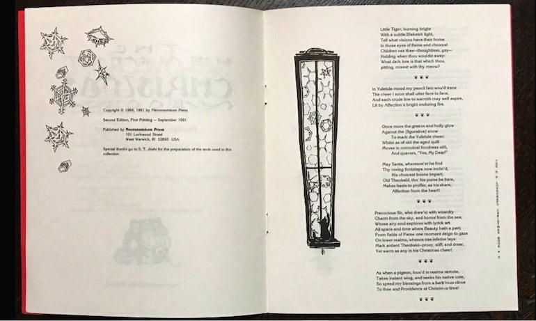 Páginas interiores de la reedición de 1991 de The H. P. Lovecraft Christmas Book (El libro de Navidad de H. P. Lovecraft).