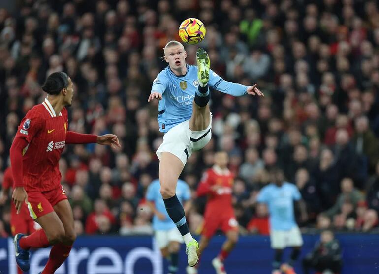 Erling Haaland, ariete del City que está últimamente con la pólvora mojada en la Premier League.