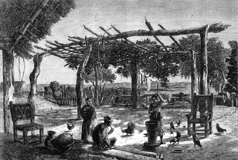 El Paraguay de mediados del siglo XIX. Un rancho paraguayo según un xilograbado del Illustrated London News (1865).