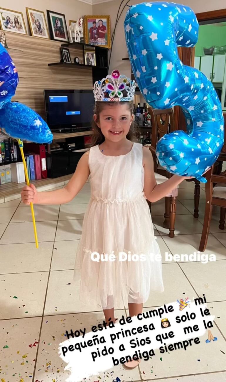 La princesa más pequeña de Nelson Haedo Valdez ya cumplió cinco años. (Captura de la historia de Instagram de Nelson Haedo Valdez)