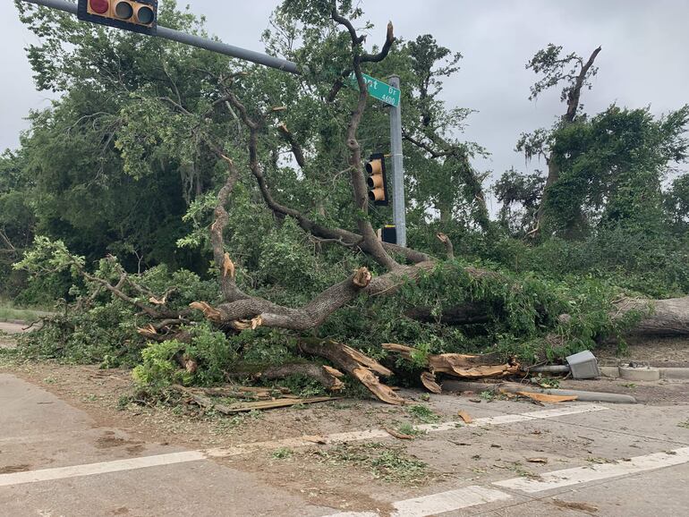 La ciudad de Houston tiene miles de hogares sin luz, decenas de árboles caídos y estructuras derribadas, vidrios de rascacielos rotos y los colegios cerrados, después de las fuertes tormentas que azotaron el sureste de Texas (EE.UU.).