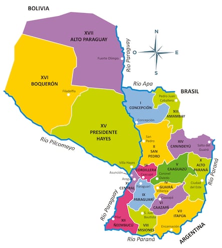 Mapa del Paraguay: división política