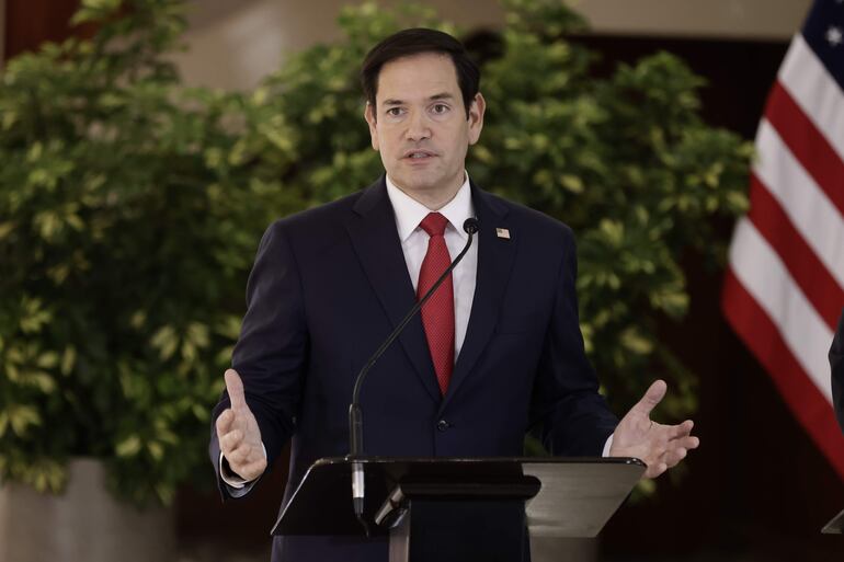 El secretario de Estado de Estados Unidos, Marco Rubio, en la Casa Presidencial en San José (Costa Rica).