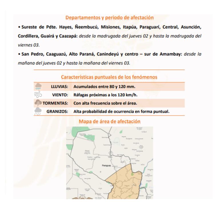 Boletín especial por tormentas para el jueves y viernes de esta semana.