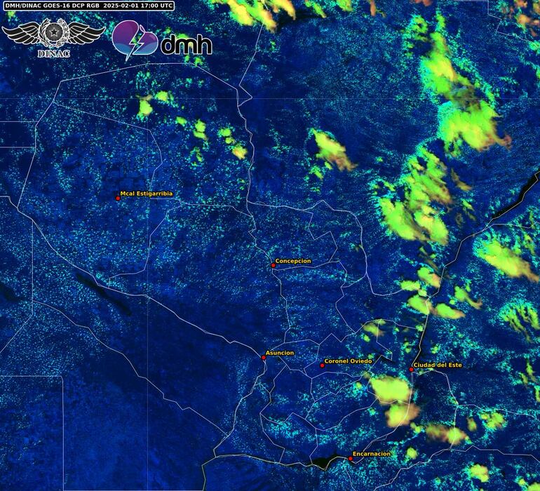 Núcleos de tormenta sobre el territorio nacional.