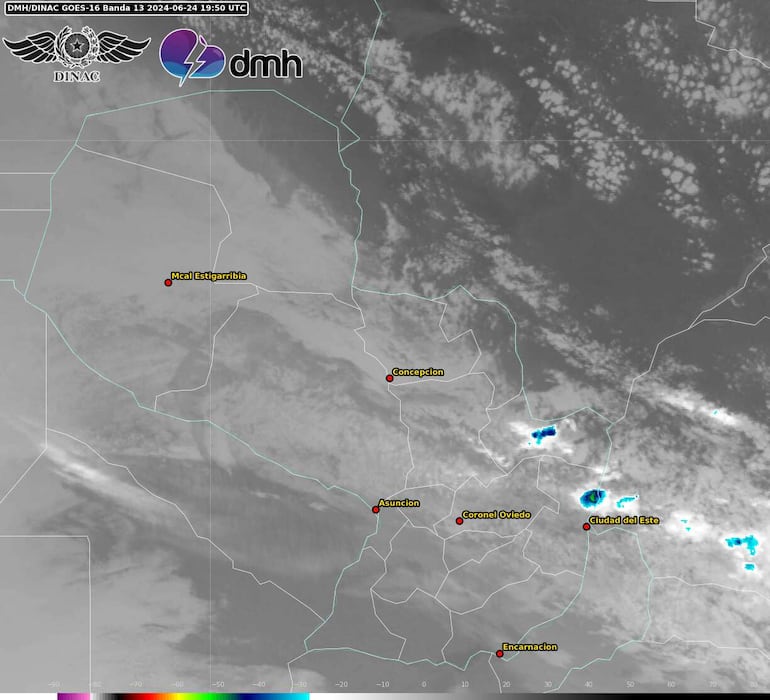 Núcleos de tormenta sobre el territorio nacional.