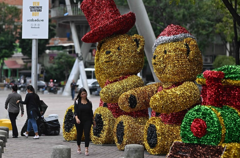 Decoración navideña en Caracas, capital venezolana.