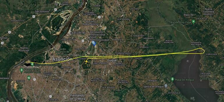 Seguimiento de vuelo de la aeronave de la FAP del 7 de septiembre del 2024 cuando el presidente Peña estaba en Argentina