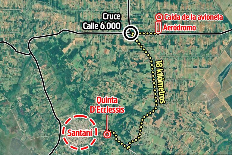 El piloto, el diputado, el funcionario de Yacyretá y el empresario participaron del cumpleaños 54 del gobernador de San Pedro, Freddy D'Ecclessis, en la quinta de la familia, en Santaní, a 18 kilómetros del aeródromo de Guajaybí.