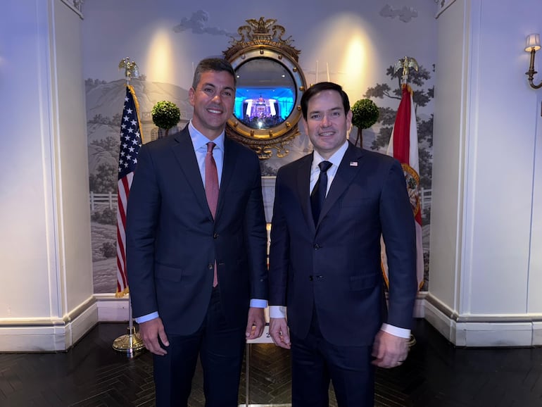 El presidente Santiago Peña y el futuro secretario de Estado de los Estados Unidos, Marco Rubio.