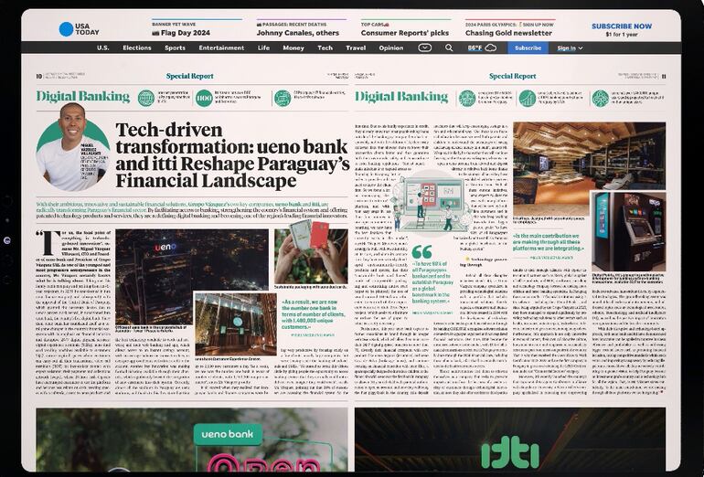 Publicación de USA Today sobre la empresa itti de Paraguay.