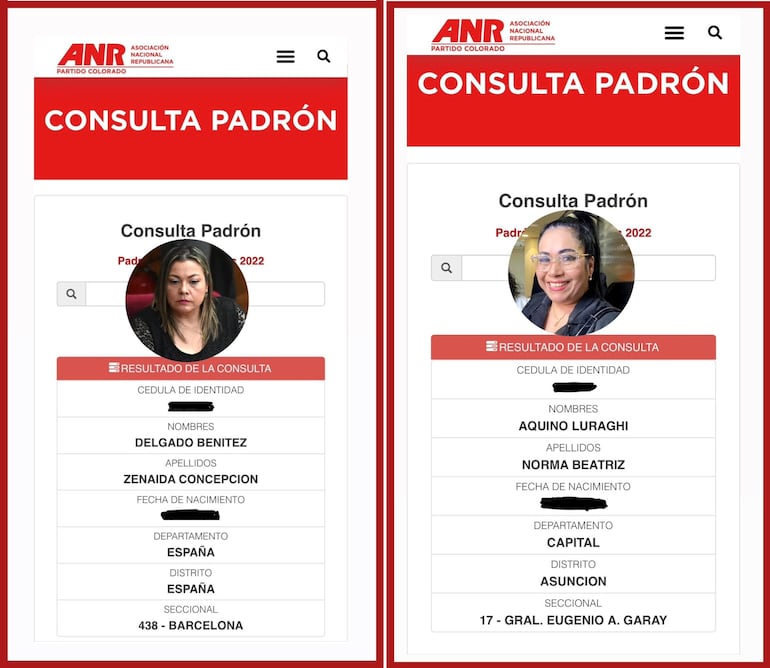 Zenaida Delgado y Norma Aquino, quienes ingresaron por Cruzada Nacional al Congreso, están afiliadas a la ANR.