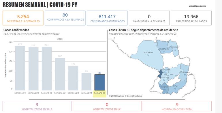 Resumen de los casos de coronavirus en Paraguay durante la "semana epidemiológica 25".