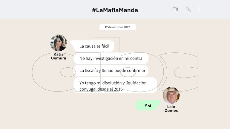 Conversación entre la fiscal Karia Uemura y el diputado cartista Eulalio "Lalo" Gomes.