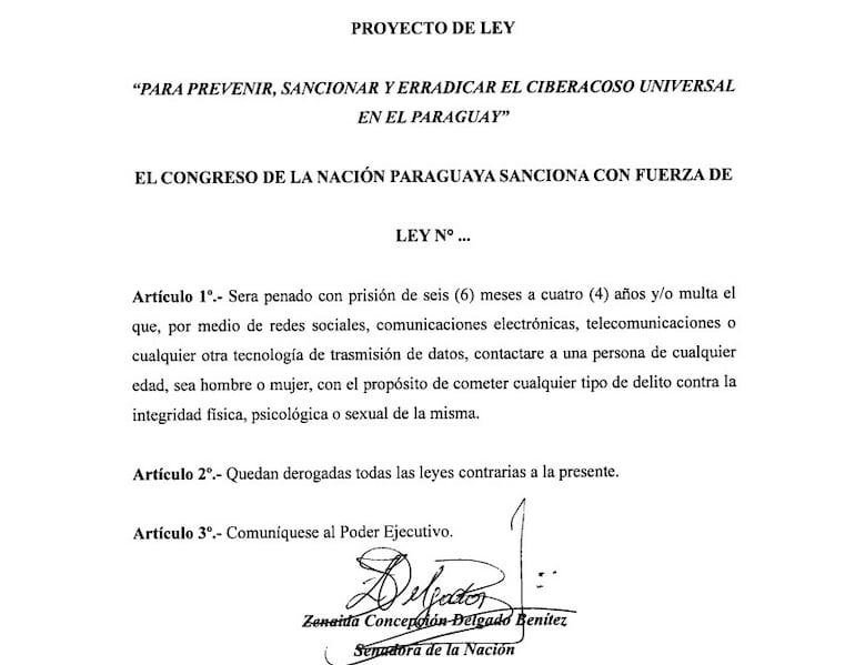 Proyecto de ley de Zeneida Delgado.