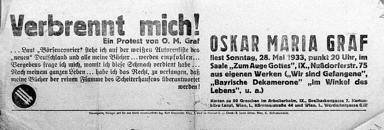 "Verbrennt mich!" (¡Quemadme!) fue el título del incendiario –nunca mejor dicho– manifiesto de Graf.