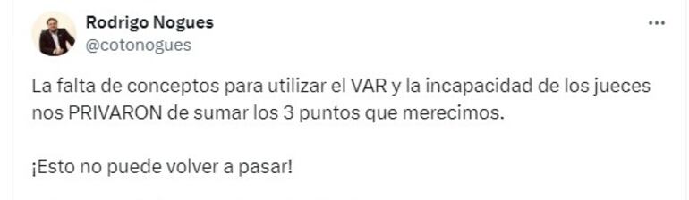 El reclamo de Rodrigo Nogués tras el empate de Olimpia y Guaraní en Ciudad del Este.