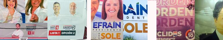 Cartelería en las semanas previas a las elecciones, Asunción, abril de 2023.