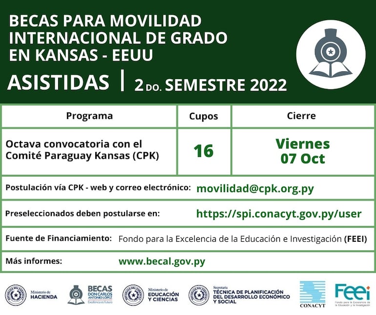 El programa de Becas Carlos A. López tiene oportunidades de estudio para realizar un semestre en alguna universidad de Kansas, Estados Unidos.