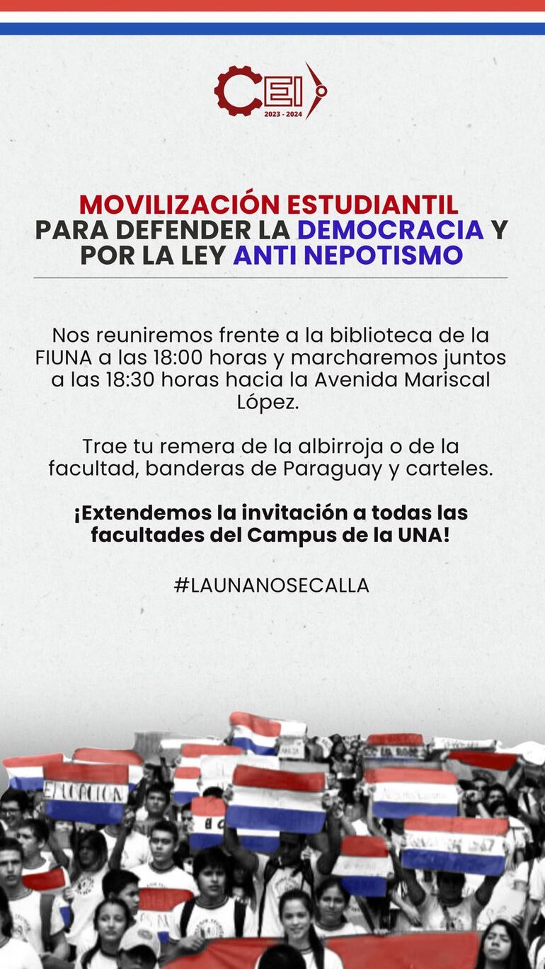 Flyer de la convocatoria a la manifestación de universitarios.