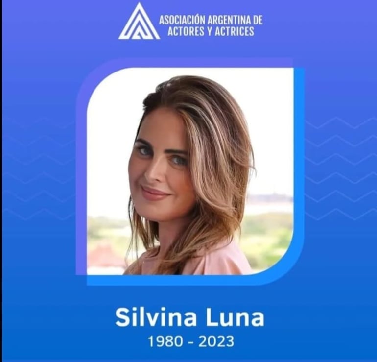 Con esa imagen, la Asociación Argentina de Actores y Actrices despide a su asociada Silvina Luna. (Captura de la historia de Instagram de Asociación Argentina de Actores y Actrices)