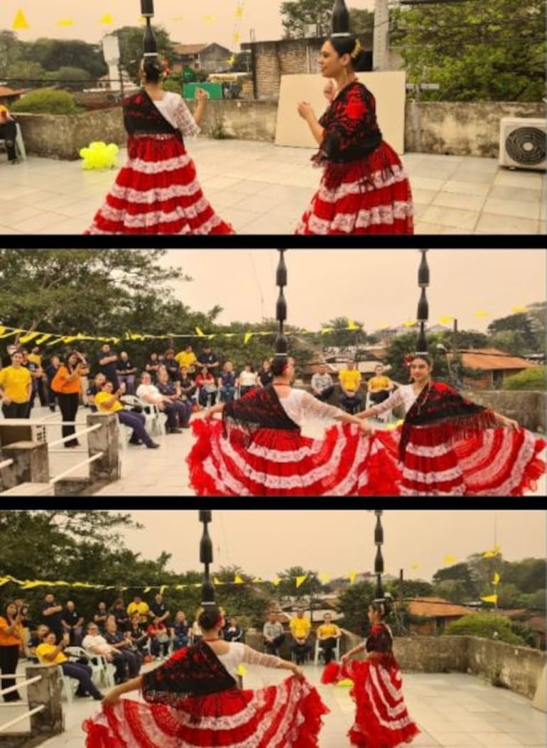 Momento de la "pausa activa"  con bailarinas en la capacitación por el Día Mundial de prevención del suicidio. (gentileza).