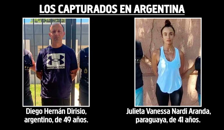 Diego Hernán Dirisio y Julieta Vanessa Nardi Aranda, capturados en Argentina por la operación Dakovo.