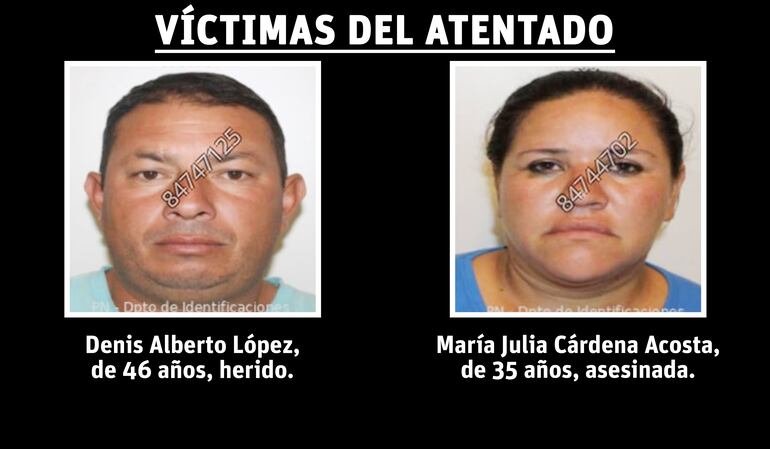 Denis Alberto López y María Julia Cárdena Acosta, víctimas del atentado en Luque.