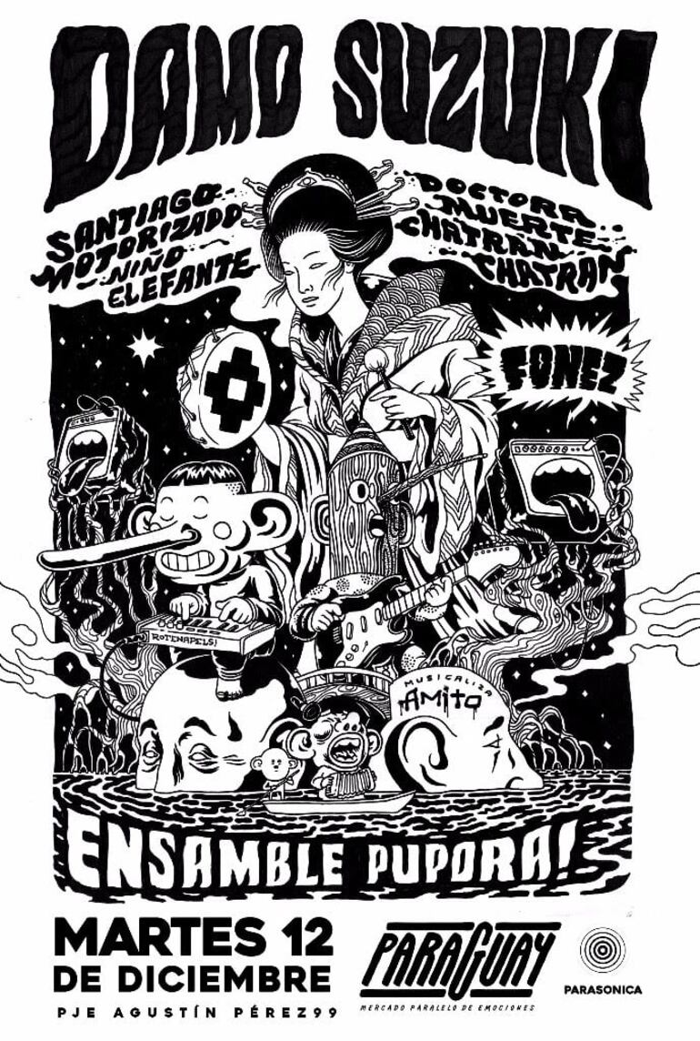 Afiche de un concierto con Damo Suzuki en Córdoba en 2017